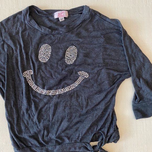 Sofi Rhinestone Smiley Face Shirt w/ Tie - Picture 2 of 4